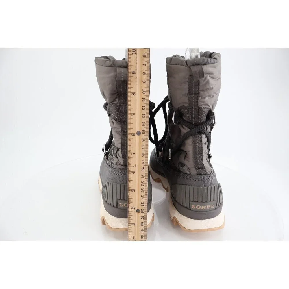 Sorel Kinetic Waterpoof Faux Fur Lined Boots Size 12 Gray Camo Lace Up